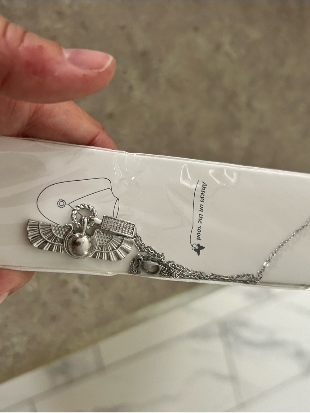 4/$50 Silver Winged Scarab Pendant Necklace - Women Jewelry